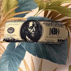 Men's Black and Cream Money Print Tie